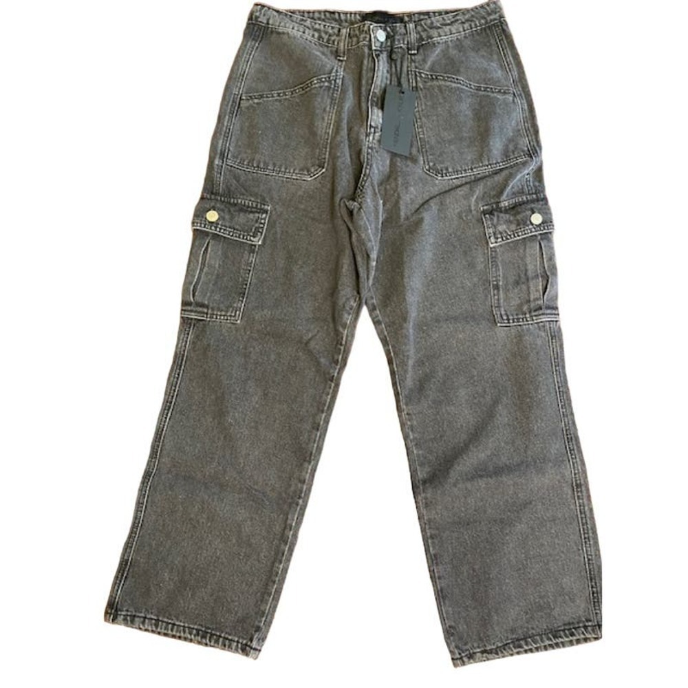 KENDALL + KYLIE Black‎ Washed Cargo Mom Jeans Large NWTs